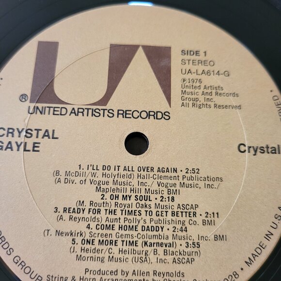 CRYSTAL GAYLE Crystal LP 1976 United Artists Records UA-LA614-G Country Pop LP6 - Picture 3 of 9